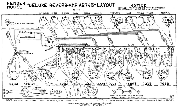FENDER Deluxe Reverb AB763 Layout