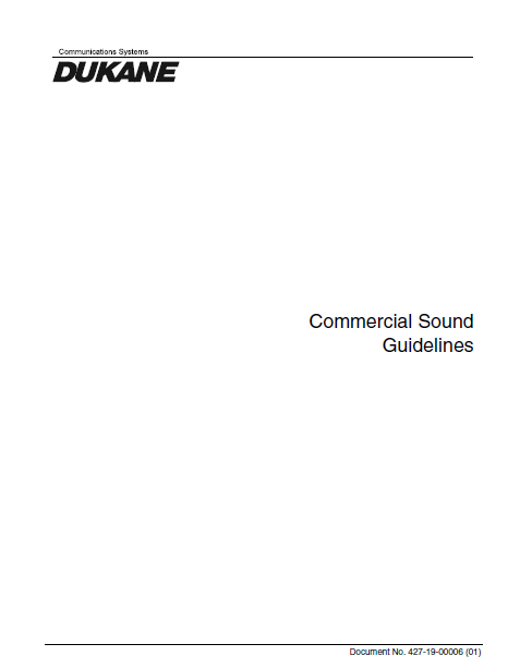 DUKANE Commercial Sound Guidelines Service Manual