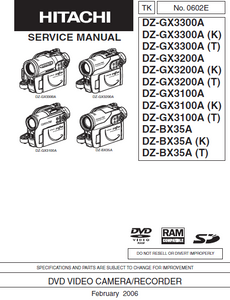 HITACHI DZ-GX3300A DVD Video Camera Recorder Service Manual