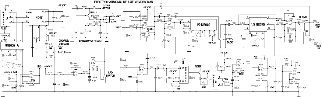 Electro Harmonix Deluxe Memory Man Schematic