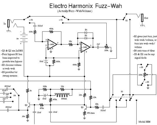 Electro Harmonix Fuzz Wah Schematic