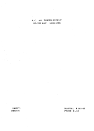 GALAXY AC 400 Power Supply Service Manual