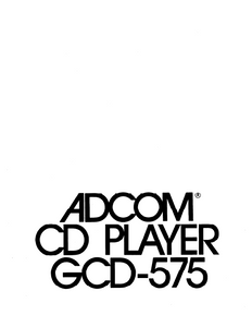 ADCOM GCD-575 Owner's Manual