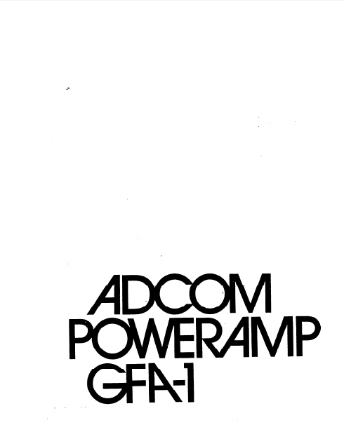 ADCOM GFA-1 Owner's Manual