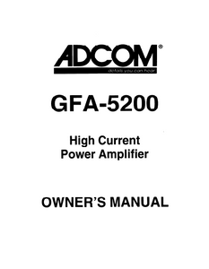ADCOM Power Amplifier GFA-5200 Owner's Manual