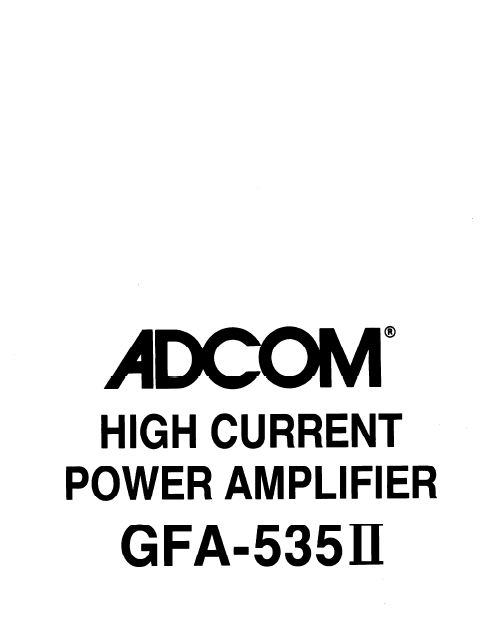 ADCOM GFA-535II Power Amplifier Owner's Manual