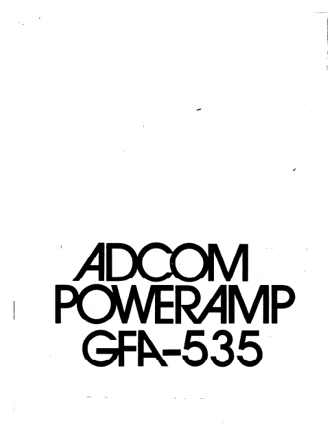 ADCOM GFA-535 Power Amplifier Owner's Manual