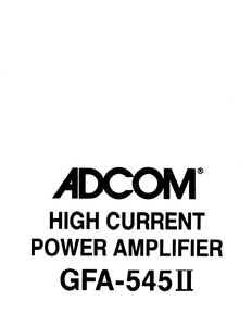 ADCOM GFA-545II Power Amplifier Owner's Manual