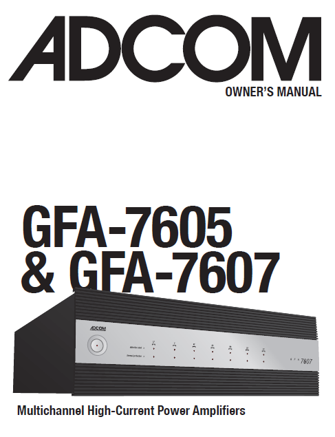 ADCOM GFA-7605 Power Amplifier Owner's Manual