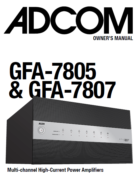 ADCOM GFA-7805 Power Amplifier Owner's Manual