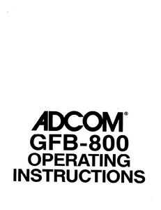 ADCOM GFB-800 Operating Instructions Manual