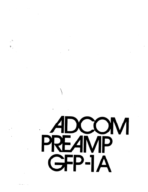 ADCOM GFP-1A PreAmp Owner's Manual