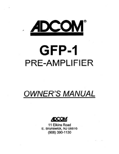 ADCOM GFP-1 Pre Amplifier Owner's Manual
