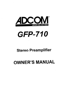 ADCOM GFP-710 Stereo Preamplifier Owner's Manual