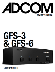ADCOM GFS 3-6 Speaker Selector Owner's Manual