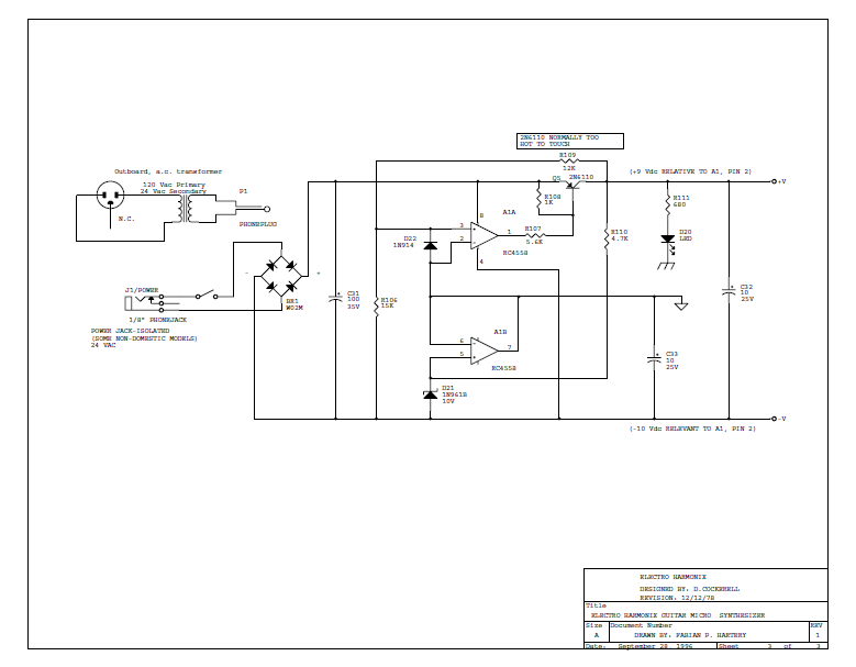 Electro Harmonix Guitar Micro Synthesizer 3 Schematic