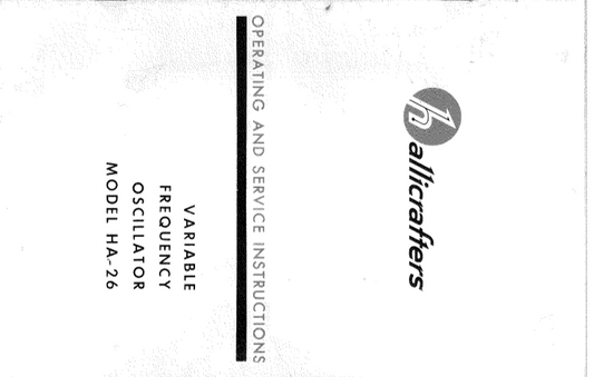 Hallicrafters Model HA-26 Service Manual