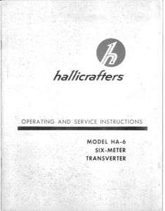 Hallicrafters Model HA-6 Service Manual