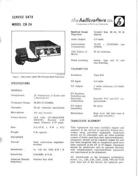 Hallicrafters Model CB-24 Operation Manual