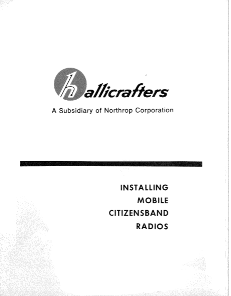 Hallicrafters Inctalling Mobile CB Radio Service Manual
