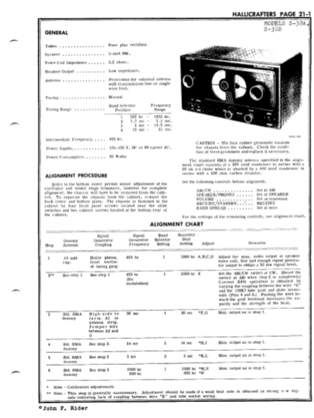 Hallicrafters Model S-38A S-38B Operation Manual