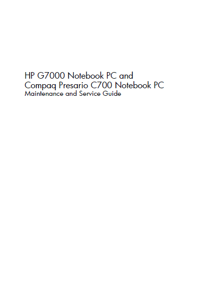 Hewlett-Packard HP G7000 Notebook PC Service Manual