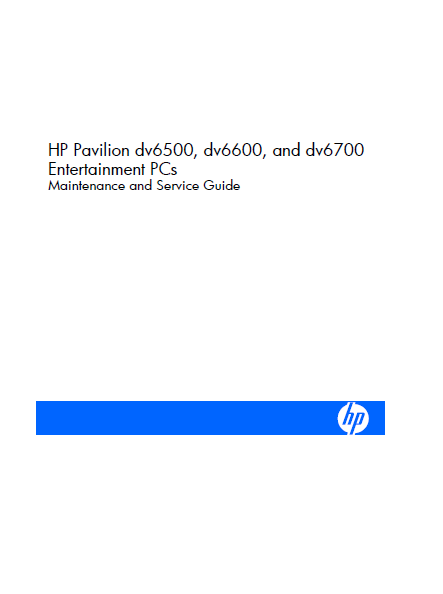 Hewlett Packard Pavilion dv6500 Entertainment PCs Service Manual