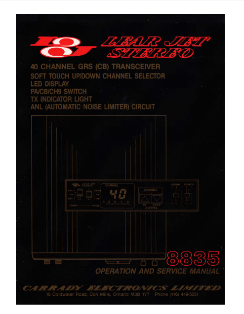 LEAR JET STEREO 8835 Operation Manual