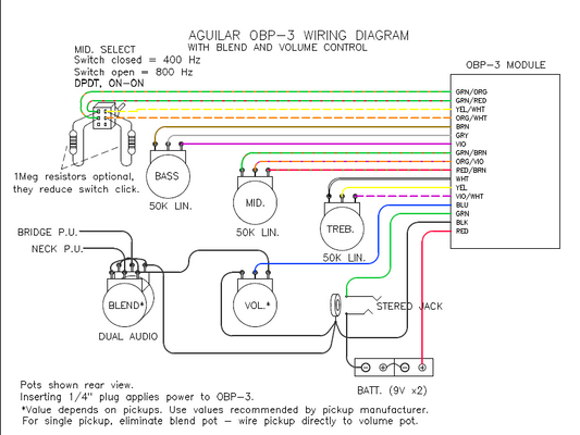 AGUILAR OBP-3 Wiring Operation Manual