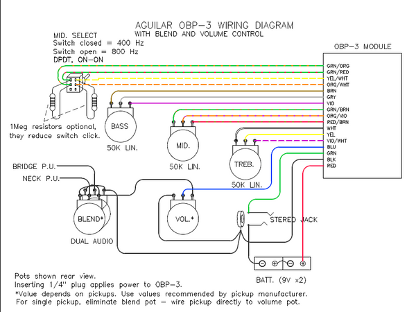 AGUILAR OBP-3 Wiring Operation Manual – Electronic Service Manuals