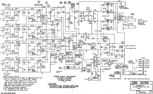 FENDER 135Watts RMS P.A Schematic
