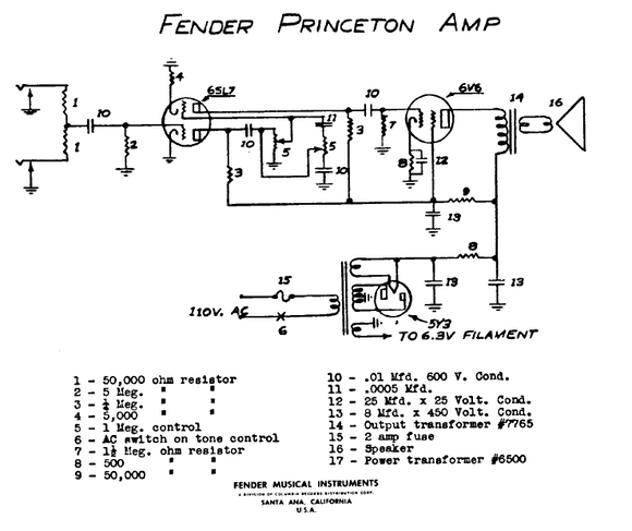 FENDER Princeton Amp Schematic