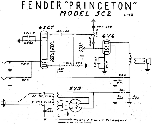 FENDER Princeton 5B2 Schematic