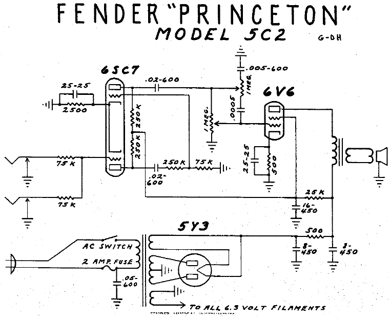 FENDER Princeton 5C2 Schematic