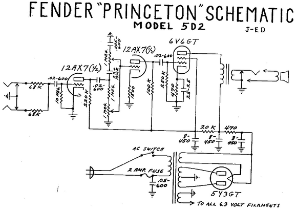FENDER Princeton 5D2 Schematic
