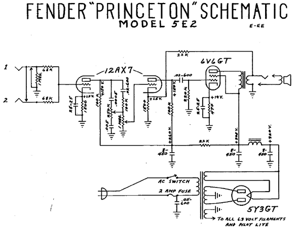 FENDER Princeton 5E2 Schematic