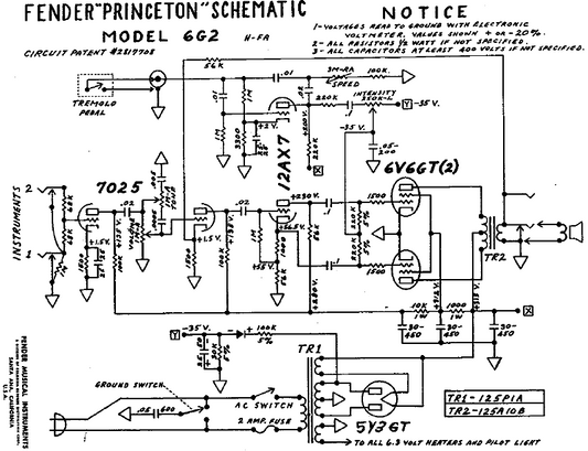 FENDER Princeton 6G2 Schematic