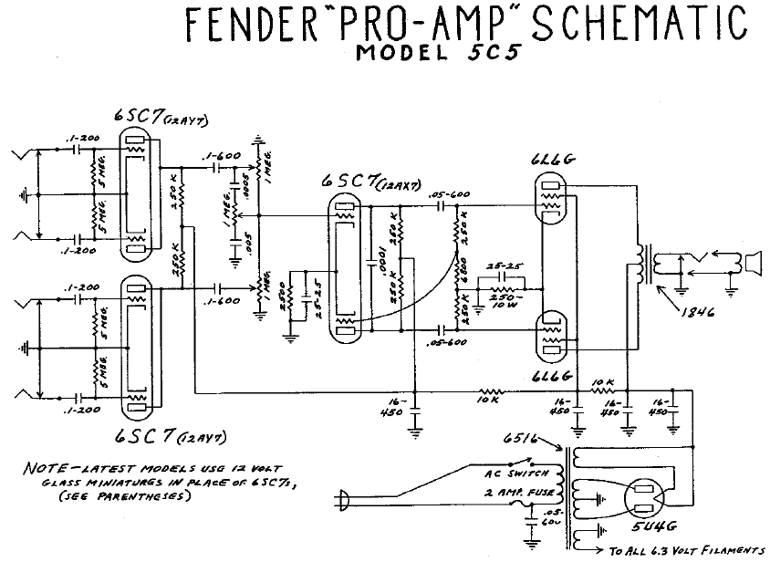FENDER Pro-Amp 5c5 Schematic