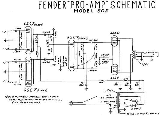 FENDER Pro-Amp 5c5 Schematic