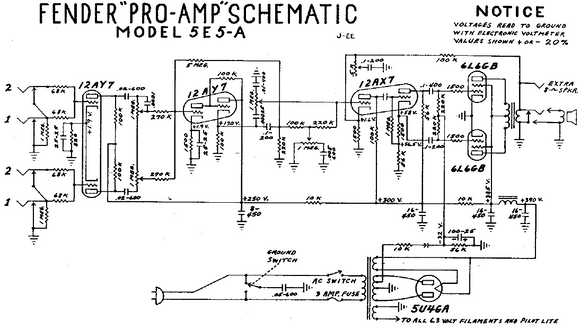 FENDER Pro-Amp 5e5a Schematic