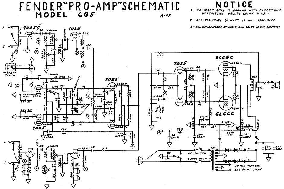 FENDER Pro-Amp 6G5 Schematic