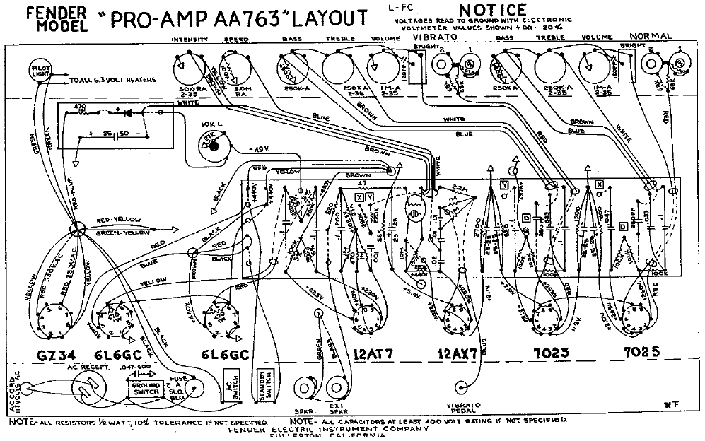 FENDER Pro-Amp AA763 Layout
