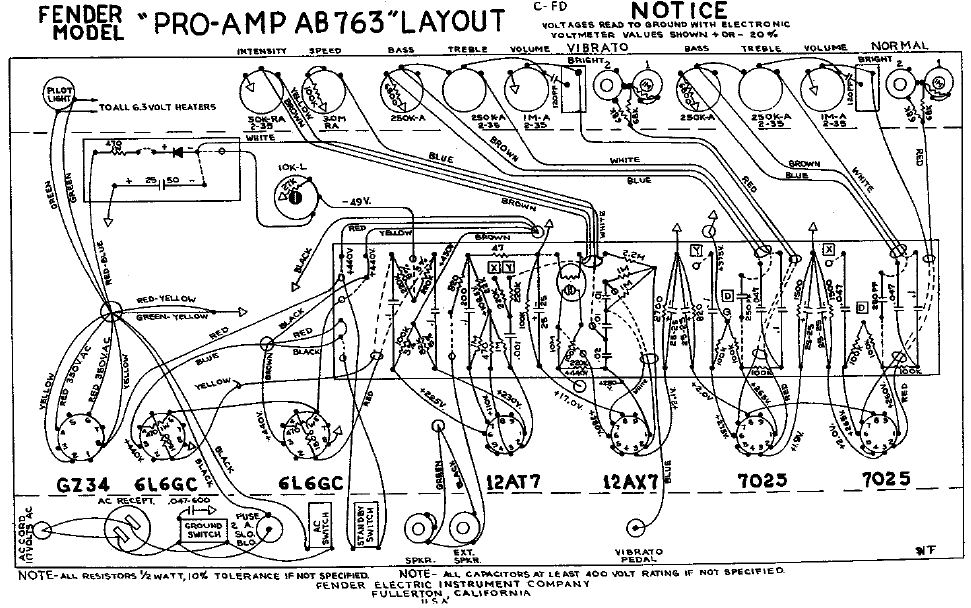 FENDER Pro-Amp AB763 Layout