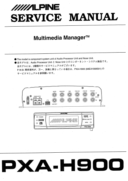 ALPINE PXA-H900 Multimedia Manager Service Manual