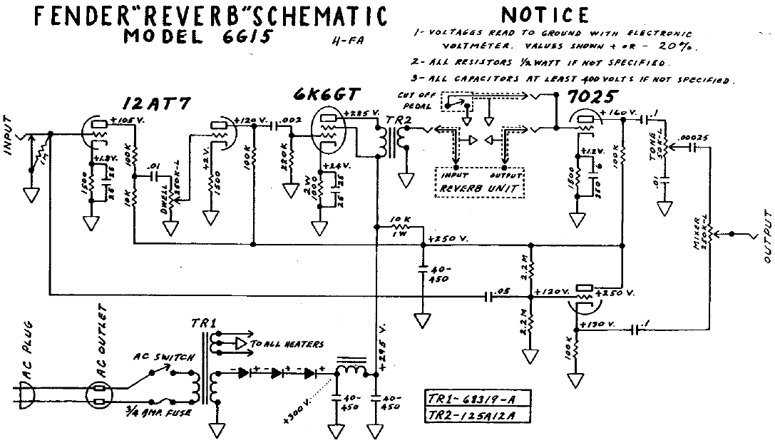FENDER Reverb 6G15 Schematic