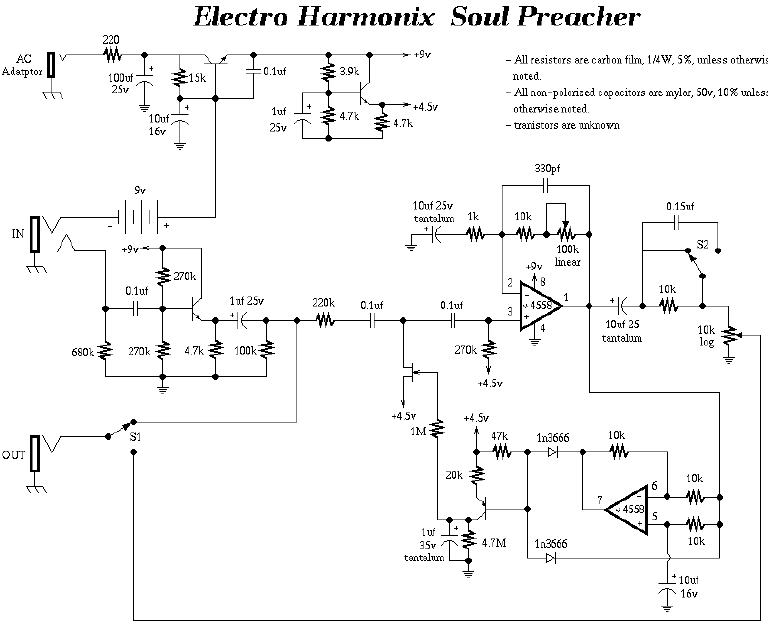 Electro Harmonix Soul Preacher Schematic