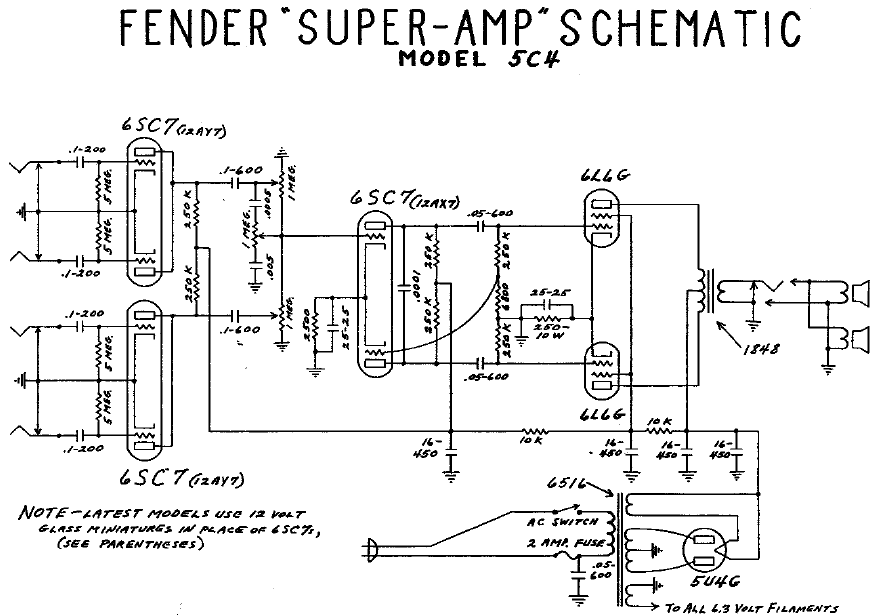 FENDER Super-Amp 5C4 Schematic