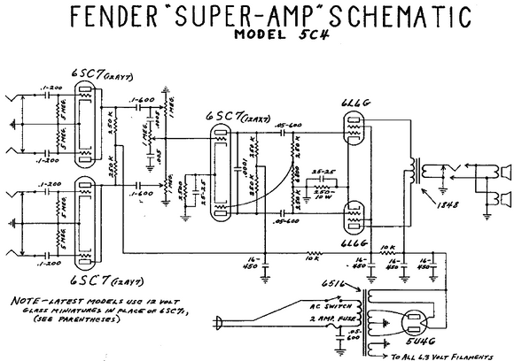 FENDER Super-Amp 5C4 Schematic