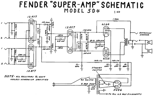 FENDER Super-Amp 5D4 Schematic