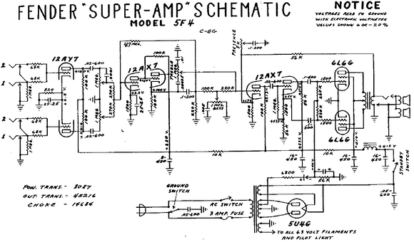 FENDER Super-Amp 5F4 Schematic